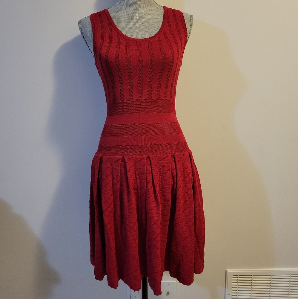 Pink Tartan fit and flare red dress
